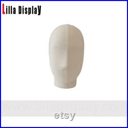 10 inch height free standing natural linen abstract face mannequin head for caps display vivi