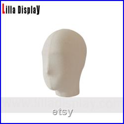10 inch height free standing natural linen abstract face mannequin head for caps display vivi