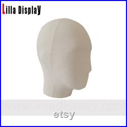 10 inch height free standing natural linen abstract face mannequin head for caps display vivi