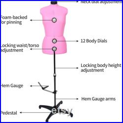 12 Dials Pastel Color Female Fabric Adjustable Mannequin Dress Forms for Sewing with Stand Personalized Option Monogram