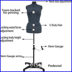 13 Dials Female Fabric Adjustable Mannequin Dress Form for Sewing, Mannequin Body Torso with Stand, Up to 70 Shoulder Height. (Large)
