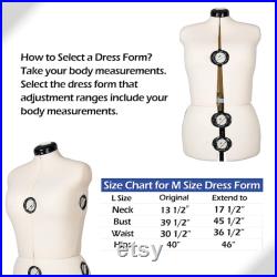 13 Dials Female Fabric Adjustable Mannequin Dress Form for Sewing, Mannequin Body Torso with Stand, Up to 70 Shoulder Height. (Large)