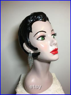 15'' vintage mannequin head art deco mannequin head hand painted mannequin head bust ooak restored