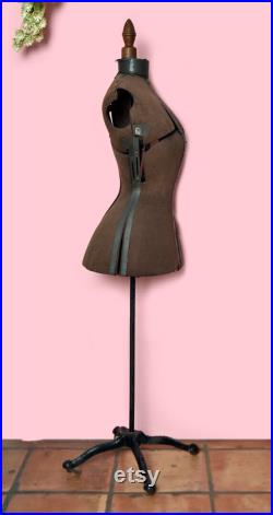 1800's Antique Corset Mannequin Metal Adjustable Small Wasp Waist Dress Form Victorian Manny Vintage Sewing Steam Punk