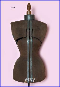 1800's Antique Corset Mannequin Metal Adjustable Small Wasp Waist Dress Form Victorian Manny Vintage Sewing Steam Punk