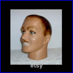 1930s male head mannequin plaster Clark Gable look hat model