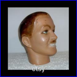1930s male head mannequin plaster Clark Gable look hat model