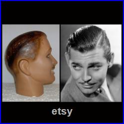 1930s male head mannequin plaster Clark Gable look hat model