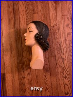 1940's Mannequin Head, Woman's 3D Plaster Head, great color