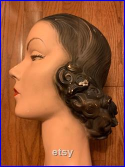 1940's Mannequin Head, Woman's 3D Plaster Head, great color