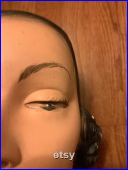 1940's Mannequin Head, Woman's 3D Plaster Head, great color