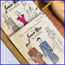 1940s JUNIOR MISS BUTTERICK Mannequin Doll and Patterns Include Set One and Set Four