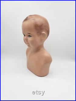 1950's Child Bust Mannequin.Store Display Baby or Child Head and Shoulders.Department Store Salvage.Hand Painted Vintage Bust