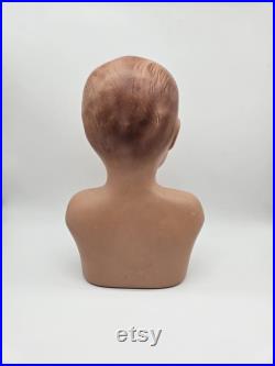1950's Child Bust Mannequin.Store Display Baby or Child Head and Shoulders.Department Store Salvage.Hand Painted Vintage Bust