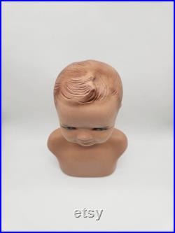 1950's Child Bust Mannequin.Store Display Baby or Child Head and Shoulders.Department Store Salvage.Hand Painted Vintage Bust