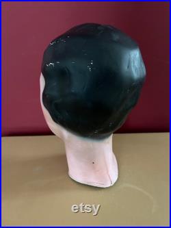 1960s French Vintage female mannequin head. Mannequin display. Millinery stand. Shop display.Art Deco style. Plaster sculpture. Statue