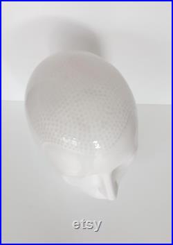 1970's Ceramic Head Mannequin For Wigs Hats Headphones Glasses Or Scarves.