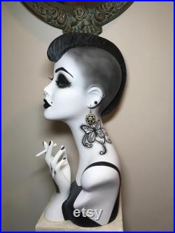 19'' art deco mannequin head hand painted mannequin head goth girl tattoos vintage mannequin head bust