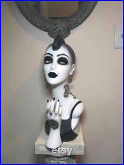 19'' art deco mannequin head hand painted mannequin head goth girl tattoos vintage mannequin head bust