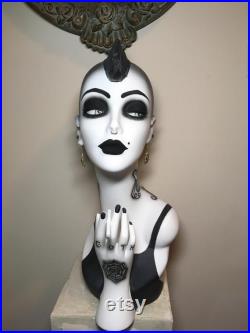 19'' art deco mannequin head hand painted mannequin head goth girl tattoos vintage mannequin head bust
