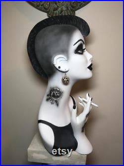 19'' art deco mannequin head hand painted mannequin head goth girl tattoos vintage mannequin head bust