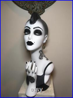 19'' art deco mannequin head hand painted mannequin head goth girl tattoos vintage mannequin head bust