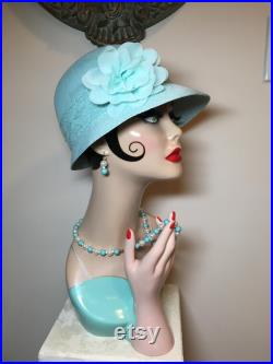 19'' art deco mannequin head hand painted vintage lady head vase style ooak bust