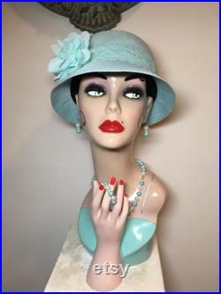 19'' art deco mannequin head hand painted vintage lady head vase style ooak bust