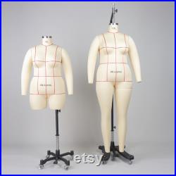 1XL Plus Size Dress Form Mannequin, Tailor Dressmaker Dummy with Leg and Collapsible shoulder, Fiberglass Model for Pattern Draping,Sewing