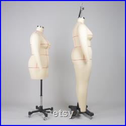 1XL Plus Size Dress Form Mannequin, Tailor Dressmaker Dummy with Leg and Collapsible shoulder, Fiberglass Model for Pattern Draping,Sewing