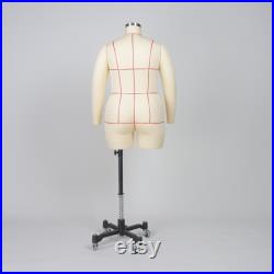 1XL Plus Size Dress Form Mannequin, Tailor Dressmaker Dummy with Leg and Collapsible shoulder, Fiberglass Model for Pattern Draping,Sewing