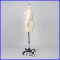 1XL Plus Size Dress Form Mannequin, Tailor Dressmaker Dummy with Leg and Collapsible shoulder, Fiberglass Model for Pattern Draping,Sewing