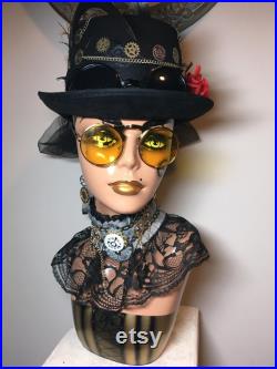 20'' hand painted art deco mannequin head steampunk decor vintage style bust ooak painted mannequin