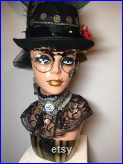 20'' hand painted art deco mannequin head steampunk decor vintage style bust ooak painted mannequin