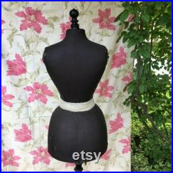 21 WASP WAiST Fab Antique Vtg 1880 French BLACK MANNEQUIN Dummy Oohlala PARiS MoDE Atelier Seamstress Couture SEwING Shabby Chic Display