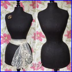 21 WASP WAiST Fab Antique Vtg 1880 French BLACK MANNEQUiN Dummy Ooh la la PARiS MoDE Atelier Seamstress CoUTURE SEwING Shabby CHiC Display