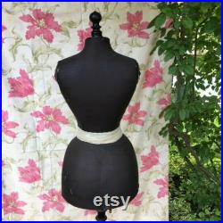 21 WASP Waist Fab Antique Vtg 1880 French BLACK MANNEQUIN Dummy Oohlala Paris Mode Atelier Seamstress Couture Sewing Shabby Chic Display