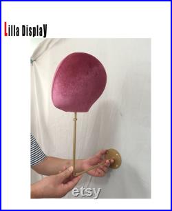 25cm Gold Wall Mounted Wigs Stand Personalized 99 Colors Light Pink Velvet Female Mannequin Head Jennie