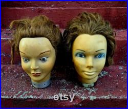 2 Vintage Cosmetology Mannequin Heads