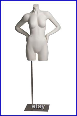 3 4 headless female mannequin in matte white. Two styles available-CLOSEOUT from a VERY high end retailer