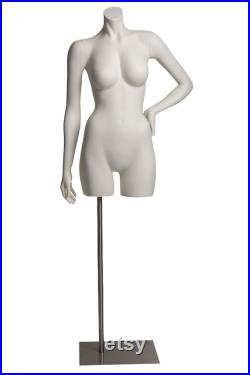 3 4 headless female mannequin in matte white. Two styles available-CLOSEOUT from a VERY high end retailer