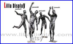 4 poses silver color male playing basketball sports mannequin James