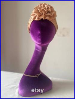 50cm(19.68inch) Tall Free Standing Purple Velvet Female Mannequin Head for Turban Display Millinery Display