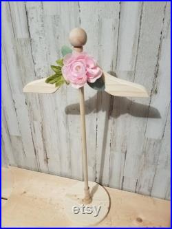 5 Baby shower centerpiece Child Boutique Craft fair market display infant toddler dress up Boho lambs ear pink cabbage rose clothing rack