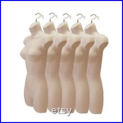 5 Pack Mannequin Torsos Female Flesh Women's Plastic Hanging Dress Form 5 Pack Mannequin Torsos Female Flesh Women's Plastic Hanging Dress Form