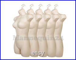 5 Pack Mannequin Torsos Female Flesh Women's Plastic Hanging Dress Form 5 Pack Mannequin Torsos Female Flesh Women's Plastic Hanging Dress Form