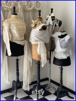 ANTIQUE Original vintage tailor doll Mannequin de Couture wasp waist Gr. S old linen torso wooden base Paris France 1900