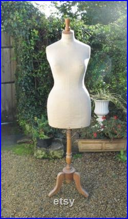 A Very Good Vintage French Stockman Mannequin Dress Form On Original Wooden Height Adjustable Stand