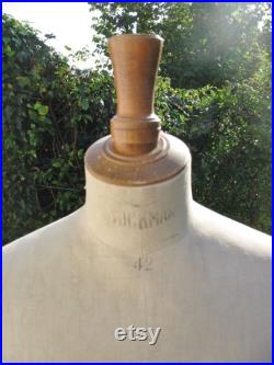 A Very Good Vintage French Stockman Mannequin Dress Form On Original Wooden Height Adjustable Stand
