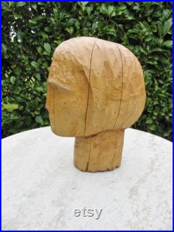 A Very Rare And Unusual First Stage Hand Carved Vintage French Wooden Mannequin Head Wig Display Stand Hat block Former 1800s